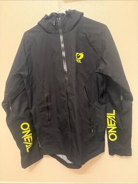 O'NEAL Black Windbreaker with Yellow Logo Accents